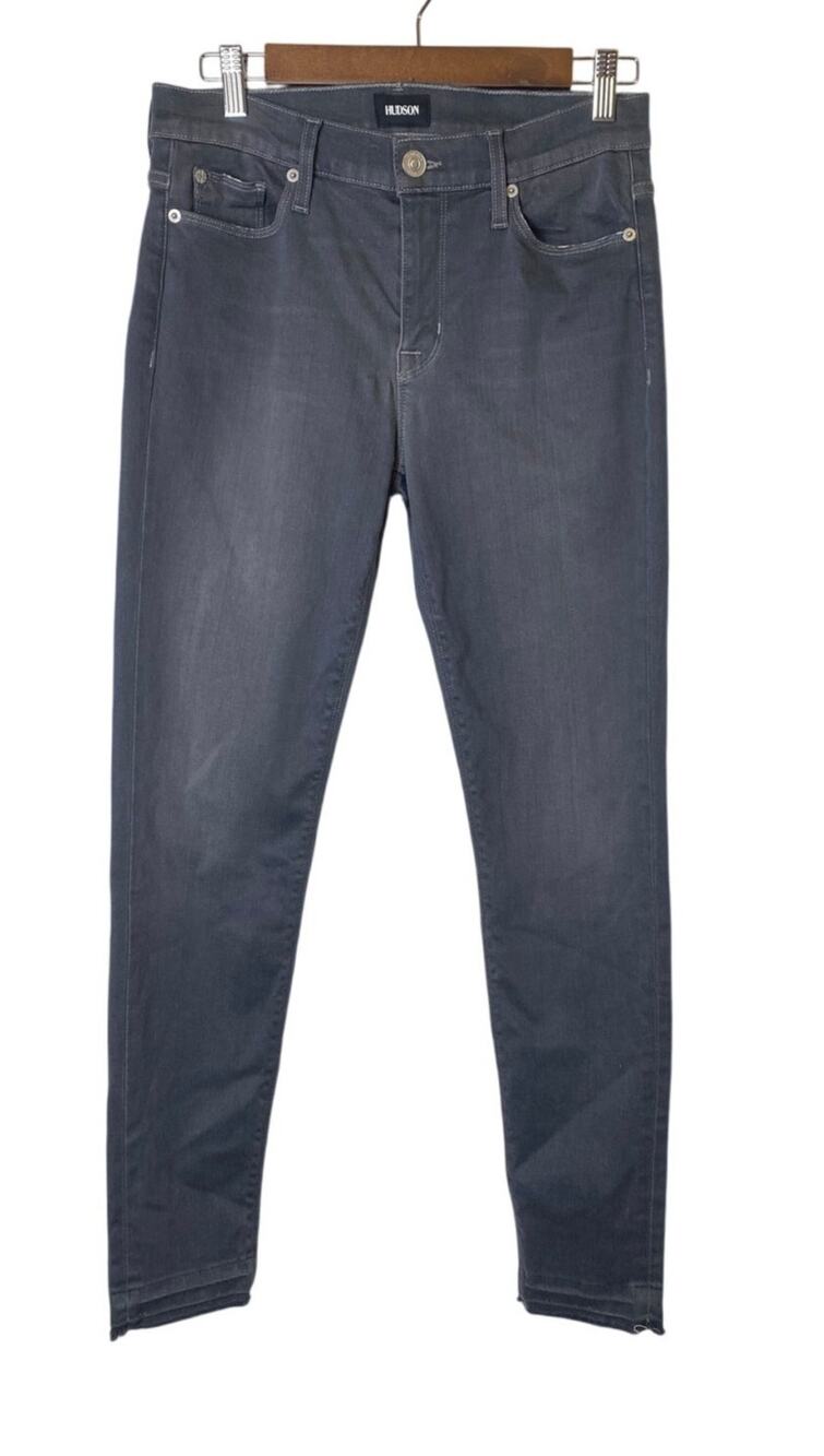 Hudson Gray Nico Mid-Rise Skinny Ankle Raw Hem Jeans Size 28